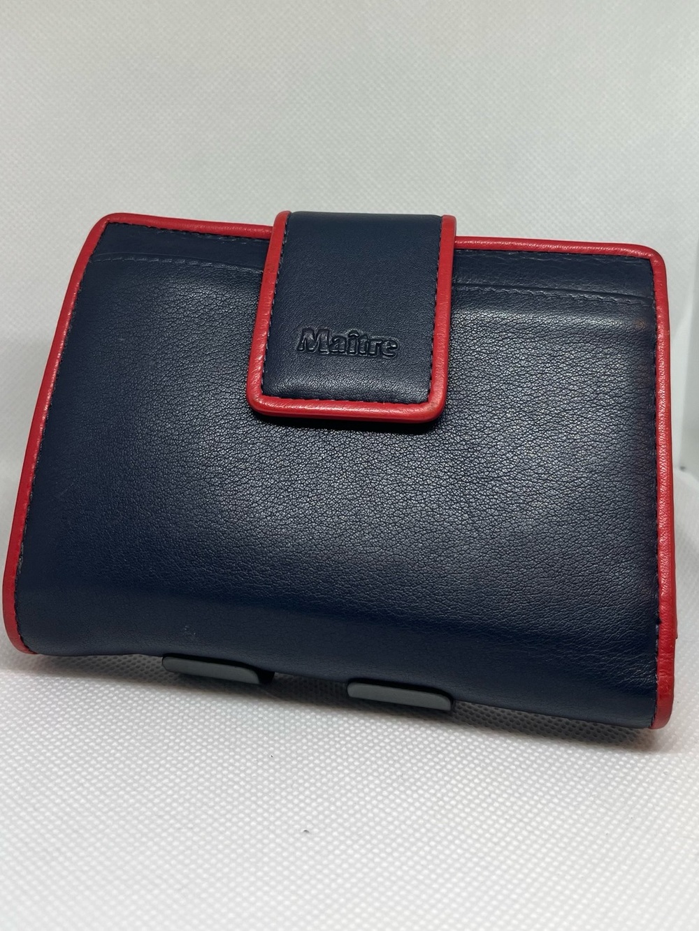 Maitre Navy and Red Leather Wallet
